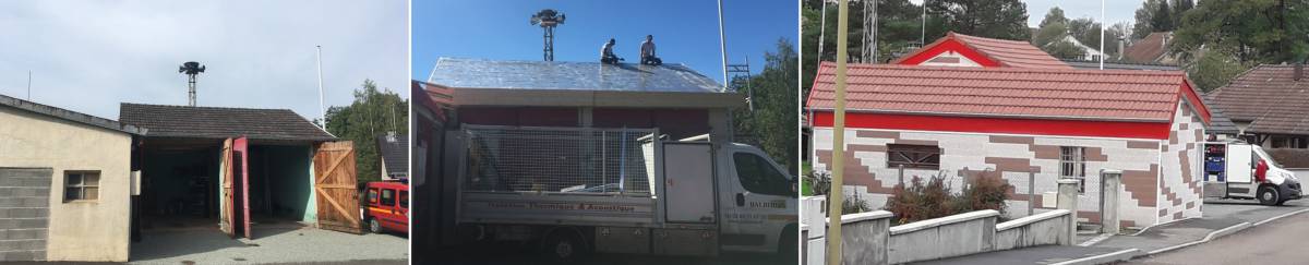 Sarking : isolation extérieure de la toiture de la caserne des pompiers de Lyoffans (70) Besançon