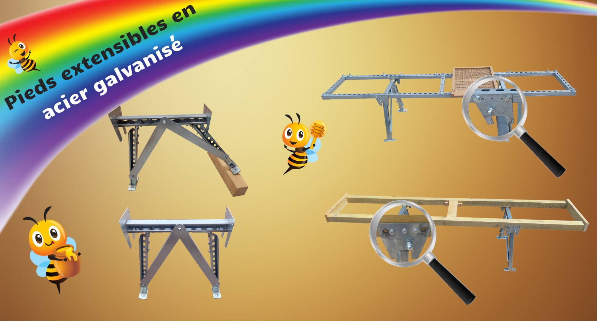 Pieds extensibles pour Ruches Sélestat