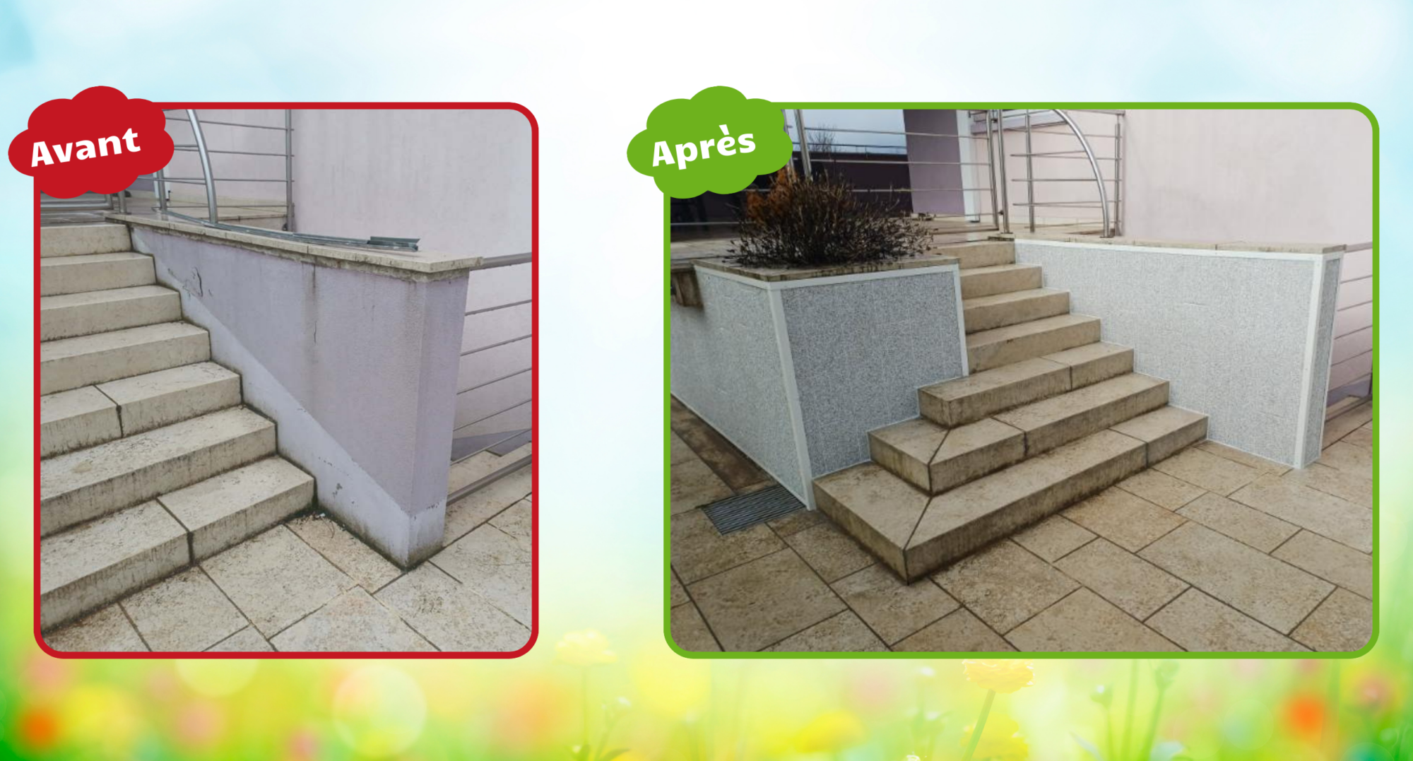 Bardage ext pour r&eacute;fection mur autour de l’escalier &agrave; Sainte-Marie (25) pr&egrave;s de Montb&eacute;liard Saint-Louis